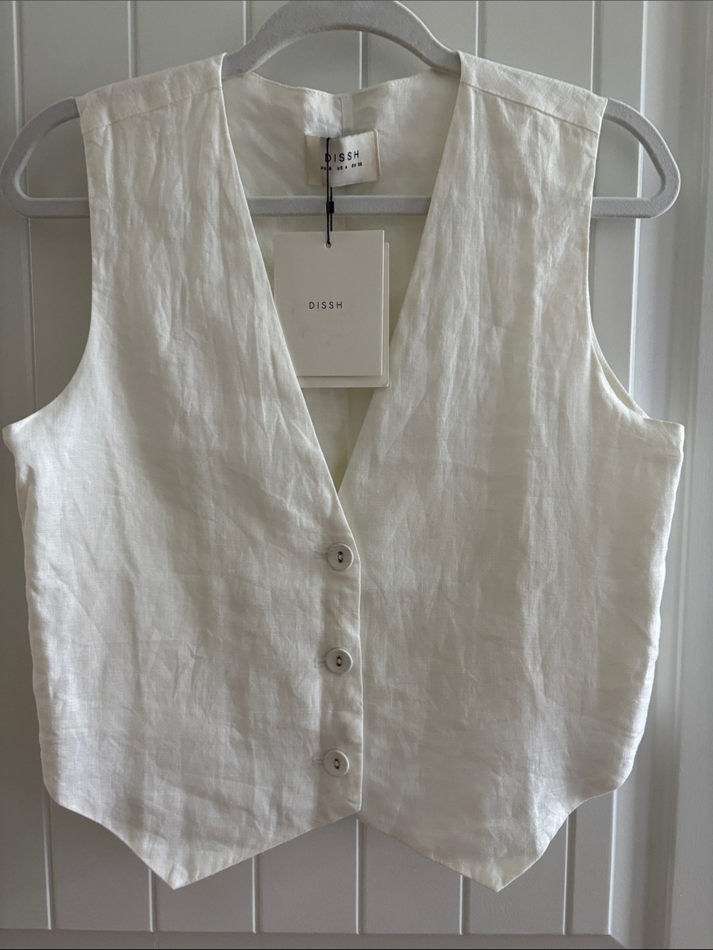 Dissh white linen vest NWT US size 4